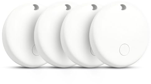 2025 Schlüssel Tracker (für IOS und Android) Smart Tag Finder schlüsselfinder für Taschen Koffer funktioniert mit Apple Find My (Apple MFi Zertifiziert) & Google Find My Device - 4 Stück (Weiß)