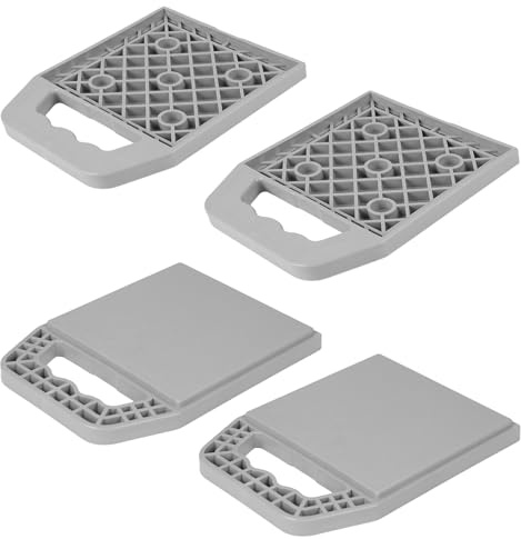 DBREAKS 4Pcs Wohnwagen Stützplatten 23x17x2cm, Stützplatten Stapelbar, Grau | Unterlegplatten Wohnwagen mit Griff, Wagenheber-Pads Stabilisator Stützplatten, Jack Pads Unterlegplatten für Wagenheber