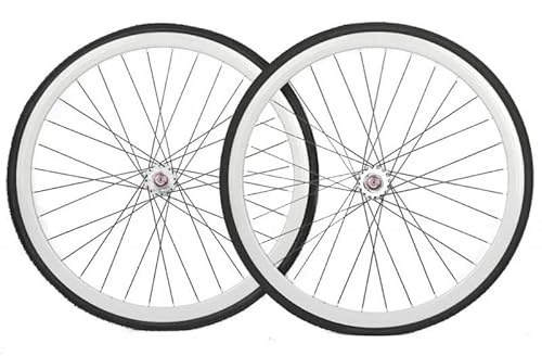 Santafixie Laufradsatz 700C 30 mm – Singlespeed & Fixie, inkl. 700x25C Reifen, Schläuche & 16T Flip-Flop Nabe (Weiß)