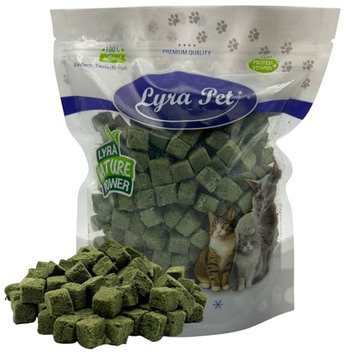 Lyra Pet® 200 g Katzengraswürfel gefriergetrocknet Snack für Katzen | Mit Huhn & Gerstengras - Getreidefrei & verdauungsfördernd - Ideal auch für Kitten & Senioren - Vitalstoffreiche Belohnung