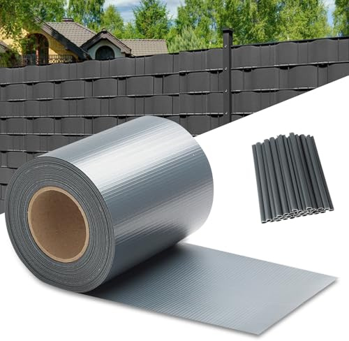 Vkechh Tiras de protección visual para esteras de doble varilla, 140 m x 19 cm, PVC resistente a la intemperie, protección visual (450 g/m²), incluye 120 clips. Ideal para vallas de doble varilla