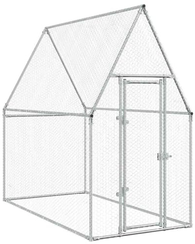 Mhdvray Gabbia per pollo, 200 x 100 x 190 cm, pollaio in acciaio zincato, spazioso recinto per polli e piccoli animali, robusto recinto con porta bloccabile