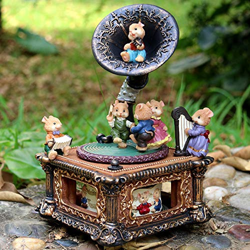 LOVE FOR YOU Gift Wrapped Music Box Cat Lovers Sewing Machine Musical Decoration for Girls Women Kids Sister Daughter Mom Granddaughter Grandma Christmas Birthday Gifts (Mouse Gramophone Musical)
