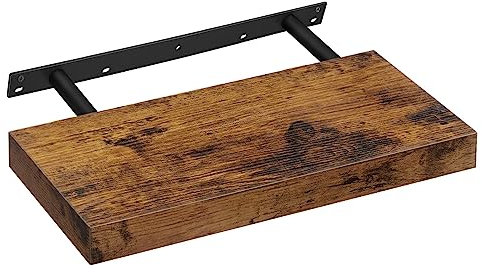 VASAGLE Wandregal, schwebendes Regal, 20 x 40 x 3,8 cm, Wandregal für Bilderrahmen, Dekoration, für Wohnzimmer, Arbeitszimmer, Küche, rustikales Braun LWS24BX