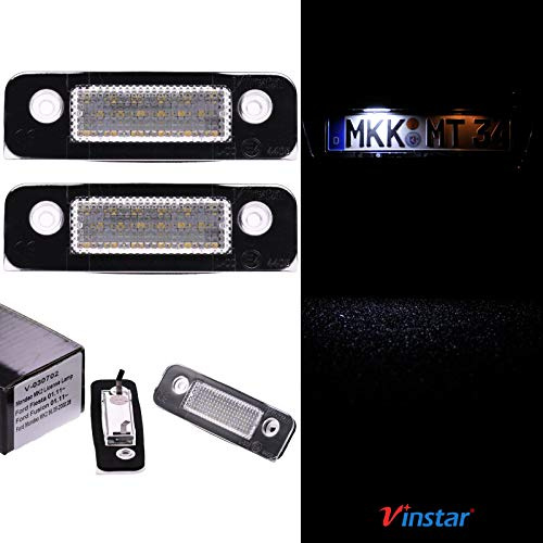 VINSTAR - Iluminación LED para matrícula con certificación E Can-Bus, 18 ledes por módulo, 6000 K, para Ford (Todos los Modelos compatibles en la descripción del Producto)