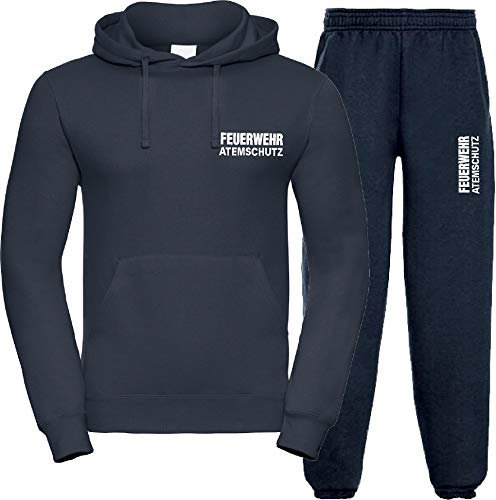 Kapuzen-Jogginganzug Navy, Feuerwehr ATEMSCHUTZ weiß M