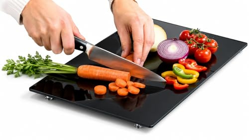 Multipurpose Tempered Glass Black Stove Cover 22 x 12 Inch – Countertop Cutting Board with Legs – Stovetop Cover to Expend Kitchen Space.
