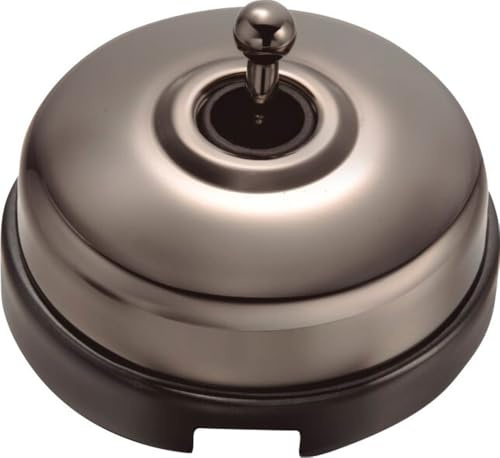 FONTINI - Interrupteur Va & Vient Porcelaine Noire Coque Nickel Satiné