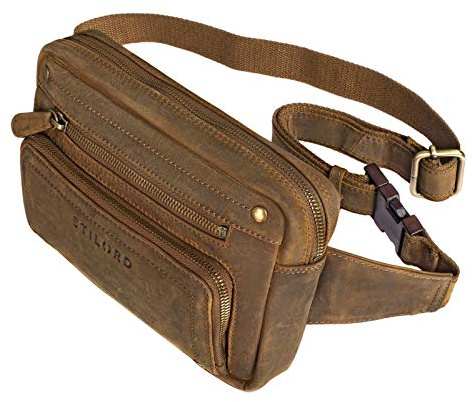 STILORD Lou Gürteltasche Hüfttasche Leder Vintage Bauchtasche für Herren Damen Kinder Cross Body Belt Bag für Jogging Festival Urlaub Handy Echt Leder Farbe:schwarz
