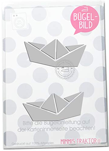 Bügelbild 2 Stk. Reflektor Papierschiffchen 7 cm SILBER Aufbügler Applikationen Bügelsticker für Stoffe Textilien Kinder zum Aufbügeln Flicken