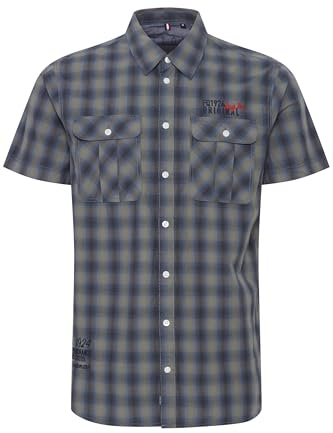 FQ1924 FQSamir Camicia da uomo a maniche corte con colletto Kent in 100% cotone, Oil Green (170115), L