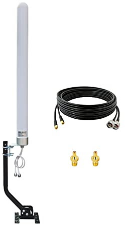 GAINFI Wide-Band WiFi 4G 5G LTE Antenne 12dBi Outdoor 2x2 MIMO Omnidirektionale Mobilfunkantenne für alle Marken Router/Modems, 10m Kabel mounting Pole