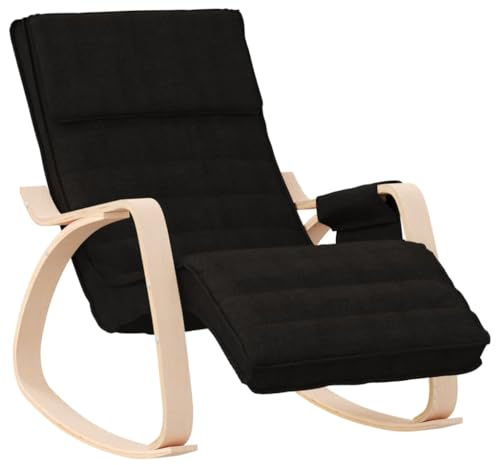 vidaXL Schaukelstuhl Relaxstuhl Schwingstuhl Ruhesessel Loungesessel Sessel Schwingsessel Polstersessel Schaukelsessel Wohnzimmer Schwarz Stoff