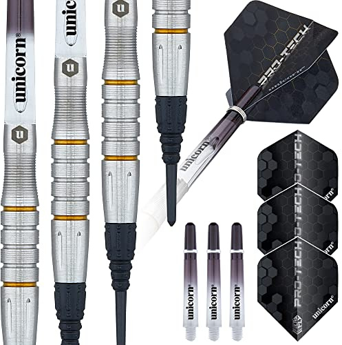 ‎Unicorn Soft Tip Darts Protech | Style 5 | Dartpfeile mit weicher Spitze, Silber/Gold, 20 g