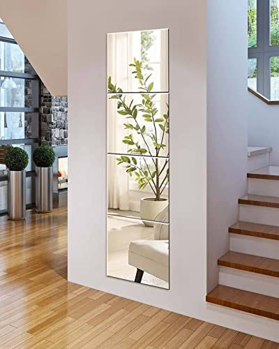 Sqinor Wandspiegel Klebespiegel Spiegelfliesen Selbstklebend 35x35 Glas HD DIY Türspiegel Ganzkörperspiegel Spiegel Kleben Wand für Schlafzimmer Wohnzimmer Schrank Tür