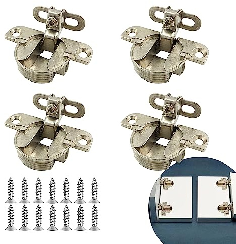 4 Stück verstellbare Schranktürscharniere mit Türdämpfer, 97 Grad Drehachse, sanft schließende Schranktürscharniere, verdecktes Scharnier für Küche, Badezimmer, Fenster, Kleiderschrank, Bücherregal