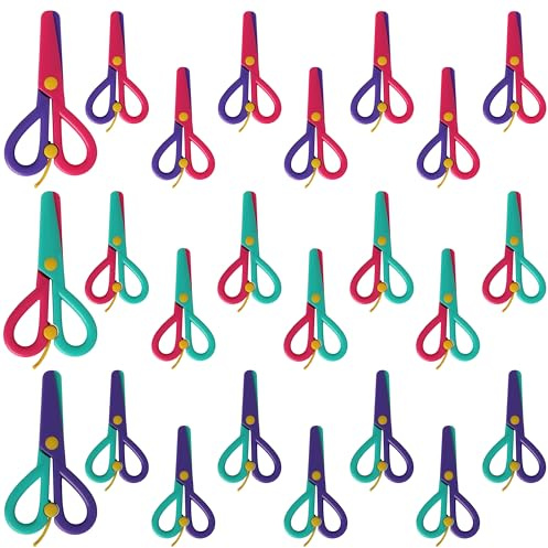 Belle Vous Kit de Tijeras de Punta Roma de Colores - 24x Tijera de 12,5 cm para Niños y Adultos Diestros y Zurdos - Costura Manualidades Papeleria Arte Bricolaje Colegio u Oficina