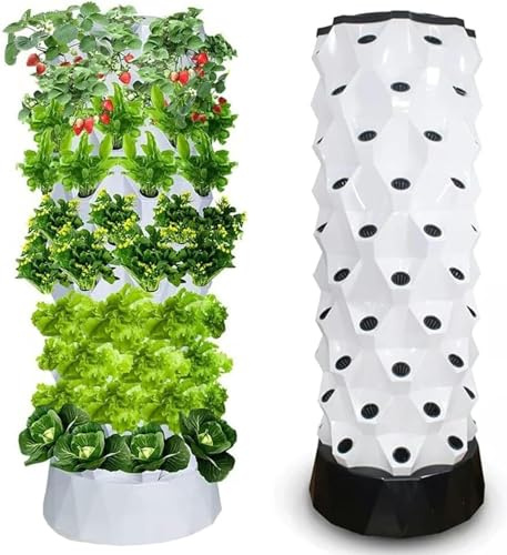 FLTRGO Hydroponics Tower - Hydroponics Growing System for Indoor Herbs, Fruits and Vegetables - Aeroponic Tower with Hydrating Pump, Timer, Adapter, Seeding Bed Net Pots,8floor