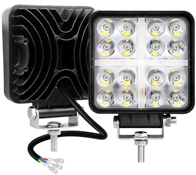 Willpower 2PCS 4 Zoll 48W Led Arbeitsscheinwerfer Bar 12V 24V Led Scheinwerfer Spotlights für Offroad Auto Traktor Boot 4x4 Zusatzscheinwerfer Rückfahrscheinwerfer, 3000K 6000K Zweifarbig, Platz
