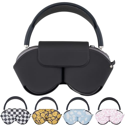 VibeyCases Smart Case für AirPods Max - Schlafmodus kompatibel, niedliche Abdeckung mit Schlüsselschlaufe, weiches Futter, Anti-Staub und Kratzer, tragbare Reise-Airpod Max Hülle (Schwarz mit