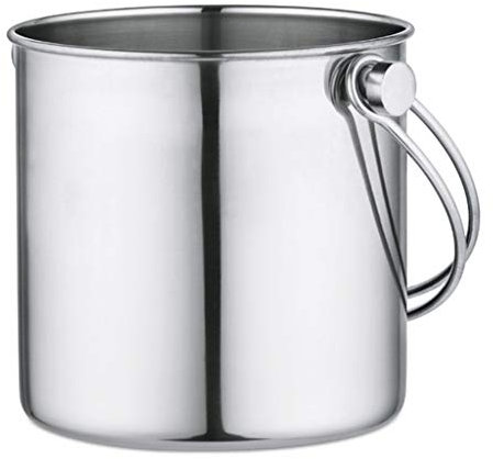CRBUDY Ice Bucket Mirror Polished Silver Ice Bucket Double Line Handle Ice Bucket Wine Barrel Insulated Ice Bucket