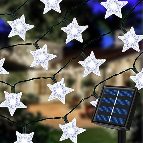 Ninonly Guirnaldas Luces Exterior Solar, 7m 50 LED Luces Estrellas Cadena Solares, 8 Modos Luz Solares Exterior Impermeable, Cadena Luces Decoración para Jardín Navidad Festivales Dormitorio Bodas