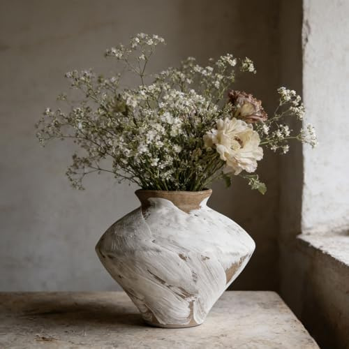Rustik bondgård vintage keramikvas (Vit-S)