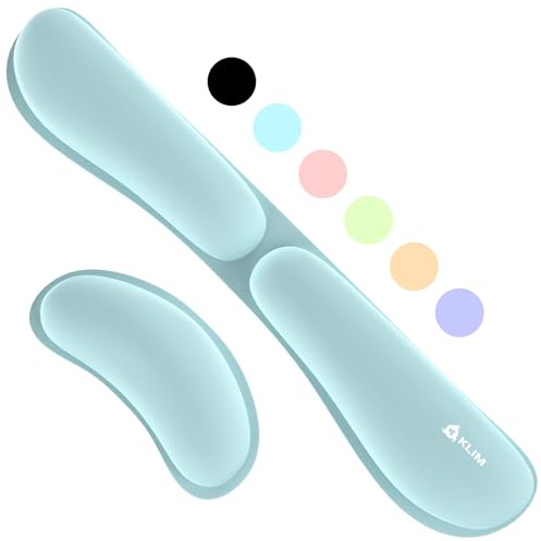 KLIM Repose Poignet - Set pour Souris et Clavier - Ergonomique - Mousse à Mémoire de Forme - Support Clavier pour Gaming et Bureautique - Bleu Ciel