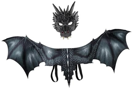 UxicRuya Costume da Drago per Adulti, Kit Completo per Festa a Tema, Nero