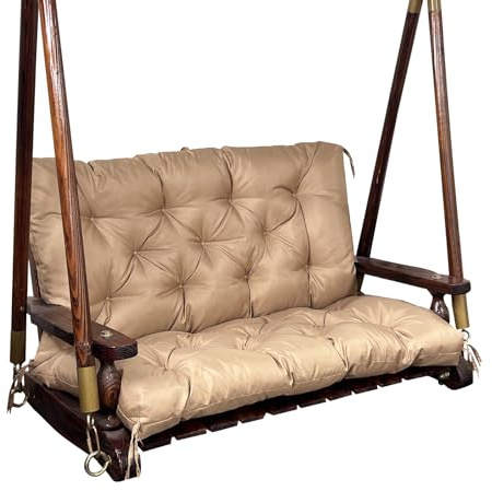 QLWY-MQL Porch Swing Replacement Cushions: 2-3 Seater Outdoor Waterproof Swing Cushions with Ties - Thick Swing Cushion with Backrest for Garden Patio Furniture Loveseat