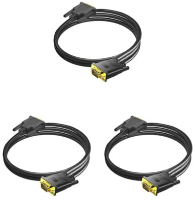 Tityvirnix 3 set DVI D 24+1 to VGA Gold Plated Male to Male Adapter Cable for PC Monitor