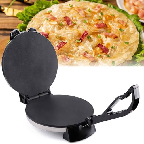 Electric Pancake & Crepe Maker, 10 Inch Cast Iron Tortilla Press, 1800W Non-Stick Pancake Maker with LED Indicator, Double-Sided Heating, Make Perfect Chapati/Tortilla Easily, Easy To Use