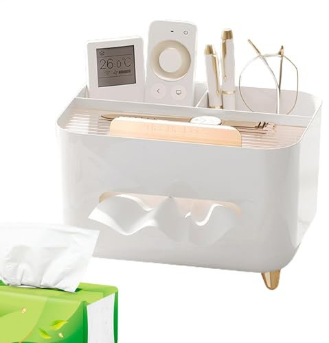 Soporte de mando a distancia desde la mesita de noche, organizador multifuncional para mandos a distancia y pañuelos | Caja para puerta dispensador de pañuelos para servilletas, base no deslizante
