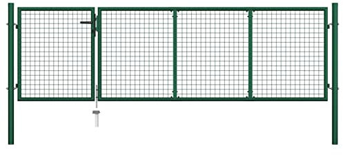 Xichuzi Gartentor, Gartentür, Gartentüren, Gartenzaun Tür, Zauntür, Zauntor, Flügeltore, Garten Türe, Stahl 350 x 100 cm Grün
