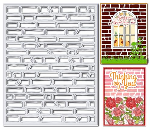 arriettycraft Bricks Wall Metal Cutting Dies Set for Card Making, Brick Background Metal Stencil Template Die-Cuts for Scrapbooking Paper Cutting Template Paper Crafts Decoration