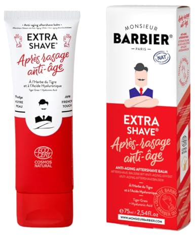 Monsieur BARBIER Baume Après-Rasage Homme 75 ml Lot de 3 | Cicatrise et lisse : herbe du tigre, acide hyaluronique. Peaux sensibles. Végan, sans parfum, fabriqué en France, 225 ml.