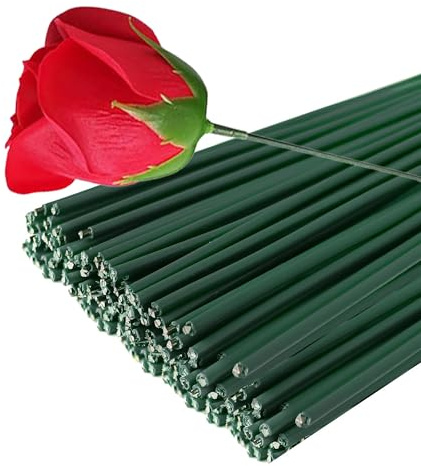 Blomtråd grön 100 stycken pysseltråd 2 mm blomstamtråd för pyssel, floristisk tråd, blombuketter för gör-det-själv tillverkning av blomhantverk, blombuketter 30 cm