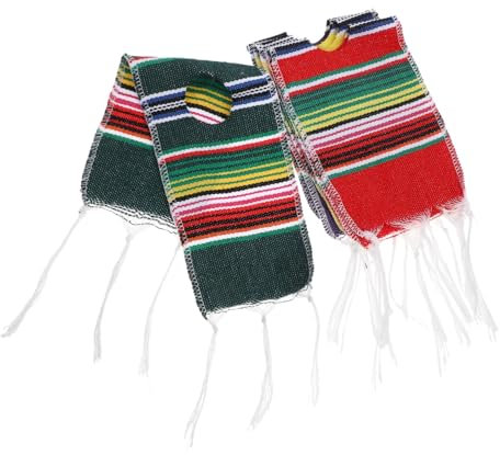 SOLUSTRE 4 Stück Mexikanische Bierflaschen Ponchos Aus Baumwolle Bunt Gestreift Partydekoration Für Cinco De Mayo Und Mexikanische Feste