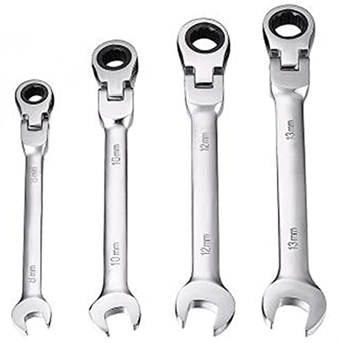 Chiave inglese, set di chiavi inglesi, set di chiavi inglesi, set di chiavi a cricchetto 4 pezzi 8 10 12 13 mm chiave a cricchetto combinata con testa reversibile flessibile chiavi universali set di