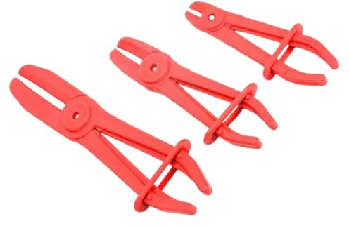 3 Stück Kunststoffzangen zum Präzisen Abklemmen von Schläuchen | Rot, Leicht und Nichtleitend, für Heizer und Systemleitungen, Schont Innenmaterial bei Reparaturen