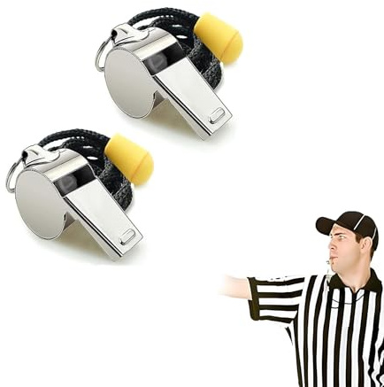 2pcs Fischietto Sportivo in con Cordino, Suono forte, Acciaio Inossidabile, Adatto per Arbitri, Allenatori e Insegnanti