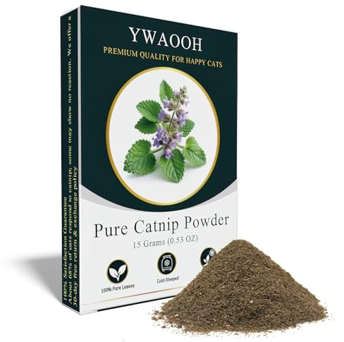 YWAOOH Premium Catnip for Cats & Kittens – Cold-Processed, High Potency Nepetalactone, 100% Pure Organic Leaf-Only Catnip for Toys, Scratchers, Refills, Stimulates Play & Protects Furniture - 15g