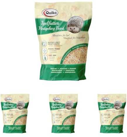 Quiko Hedgehog Food 500g - Nourriture complète de Haute qualité avec des Insectes, des Biscuits aux œufs, du Miel, des Fruits et des Baies - spécialement adaptée aux Besoins des hérissons. (Lot de 4)