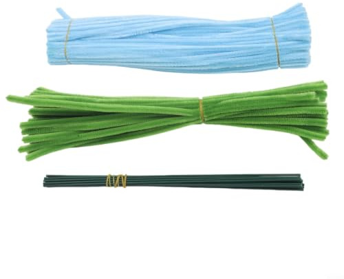 Twisted tulpanbukett gör-det-själv-kit, handgjorda Chenille-stjälkar blomhantverksset, flexibla plyschremsor för bröllop heminredning, kreativ för barn och vuxna (blå)