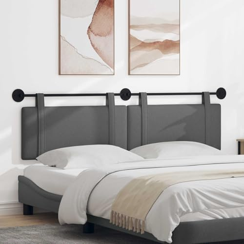 LoogCape Hängendes Kopfteil Dunkelgrau Stoff gepolstert 170 x 55 cm Wandmontage Wandpaneel Schlafzimmer Polsterung Komfort modernes Design