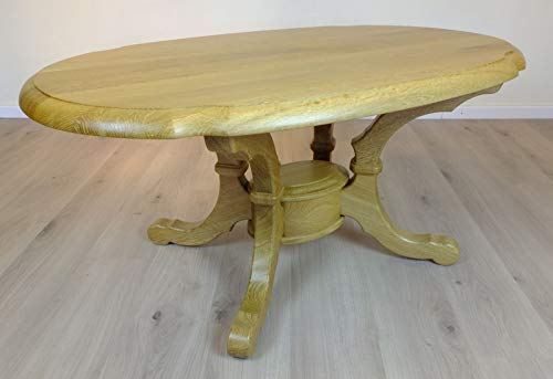 Vinkelau Massivholzmöbel Couchtisch Wohnzimmertisch Sofatisch - ovaler Couchtisch Legden mit Holzplatte, Eiche massiv, Farbton und Schnitzerei nach Wunsch wählbar