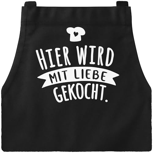 MoonWorks® Kochschürze Männer Frauen Hier wird mit Liebe gekocht Grill-Schürze Baumwoll-Schürze Küchenschürze
