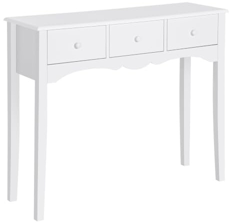 HOMCOM Konsolentisch, Beistelltisch, Dekotisch, Konsole Schubladentisch, MDF, Weiß, 100 x 32 x 85 cm