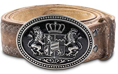 Trachtengürtel Matteo mit eleganten Stickereien - Echtleder Gürtel aus der Meisterstückserie - Original Schöneberger Trachten Lederhosen Ledergürtel mit feinen Stickerein - Matteo (46/48, Braun-Antik)