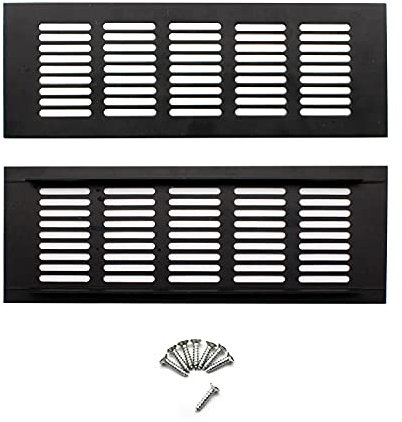 ARTISAN-SH 2 Stück Lüftungsgitter, 225x80mm Belüftungsgitter Aluminium, Heizkörper Gitter Abdeckung Schwarz für Schränke, Schuhschränke, Türen, Badezimmerabluft Verwendet Werden
